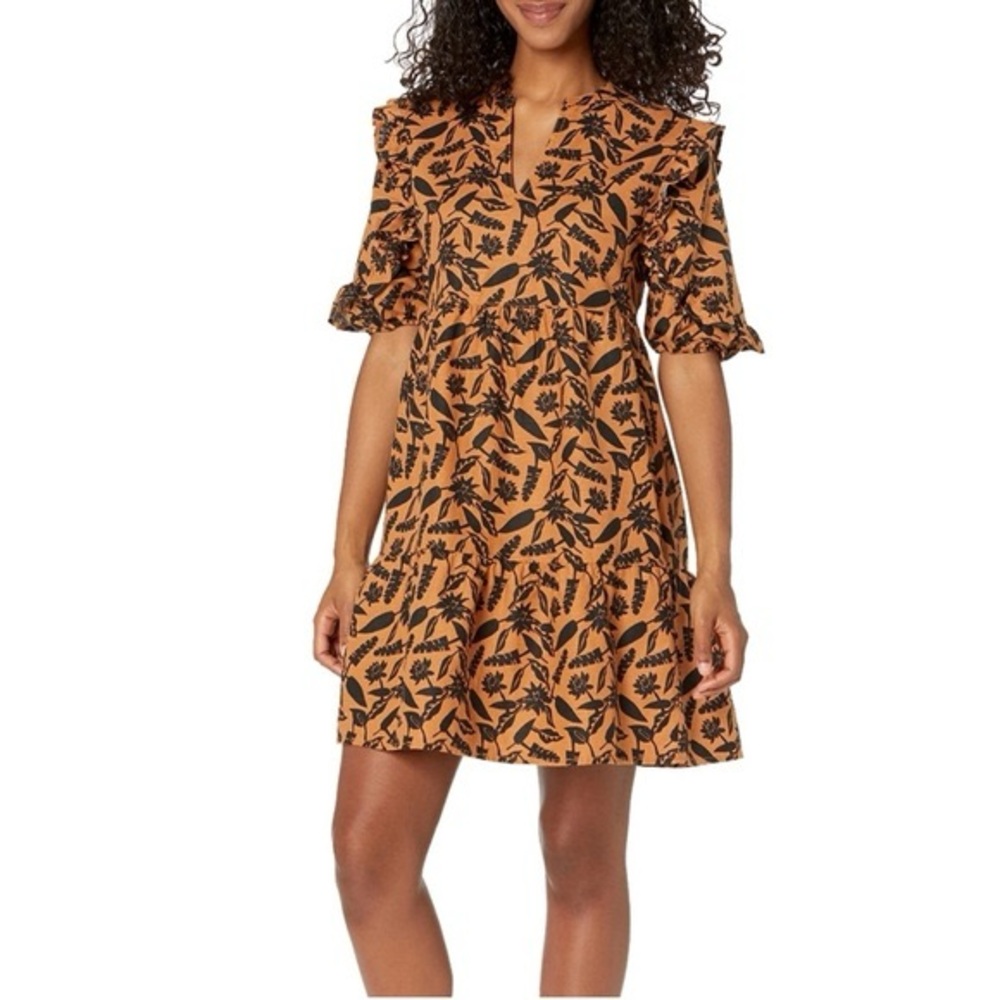Goodthreads Brown and Black Ruffled Tiered Mini Dress